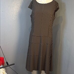 Anne Klein Brown and White Polka Dot Knee Length Dress size 10